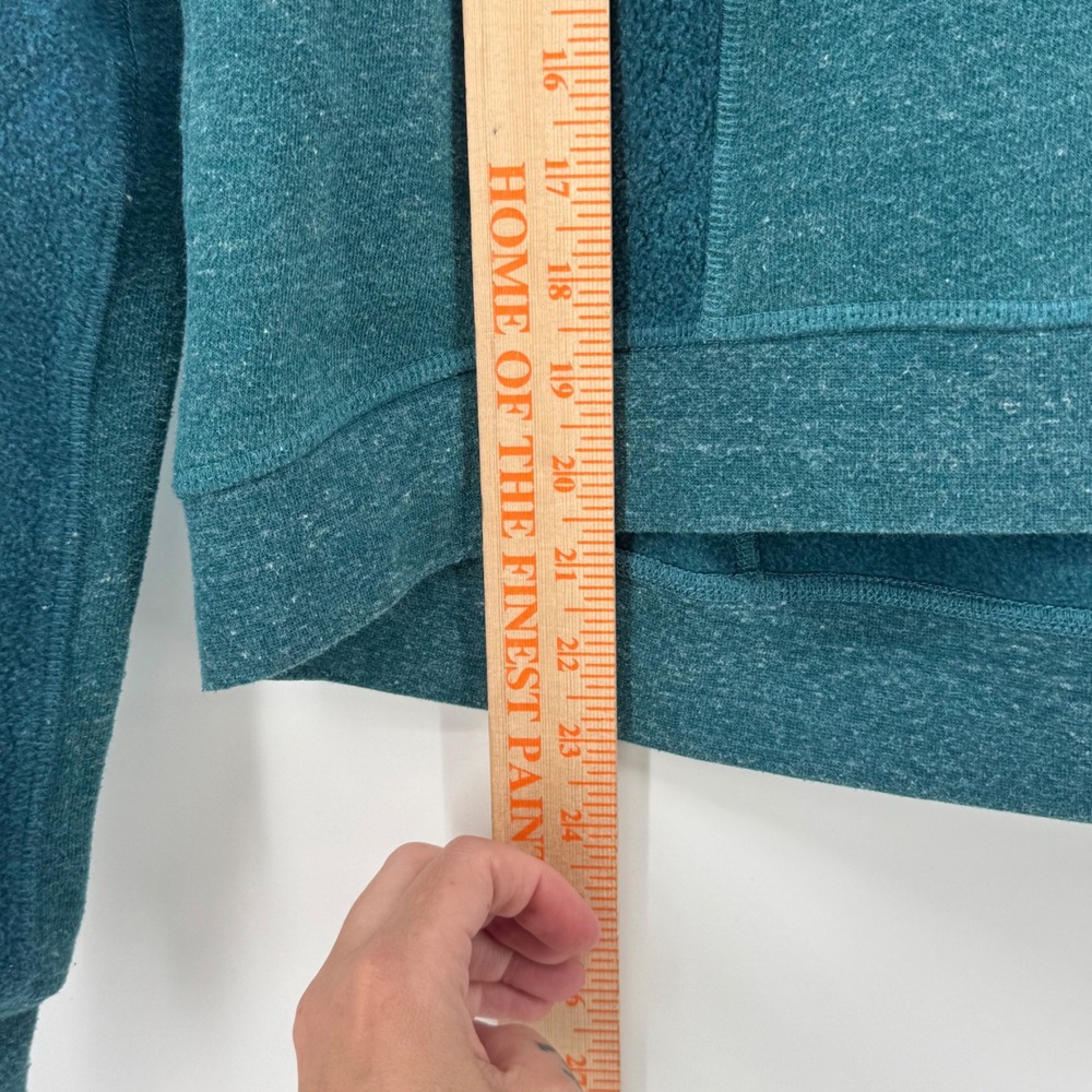 Alo Yoga Womens Teal Heathered Paneled Crewneck Sweatshirt Size S High Low Hem - Picture 6 of 9